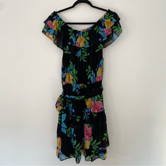 Ralph Lauren Women's Black Spring Floral Georgette Off-the-Shoulder Midi Dress14 - Picture 5 of 6